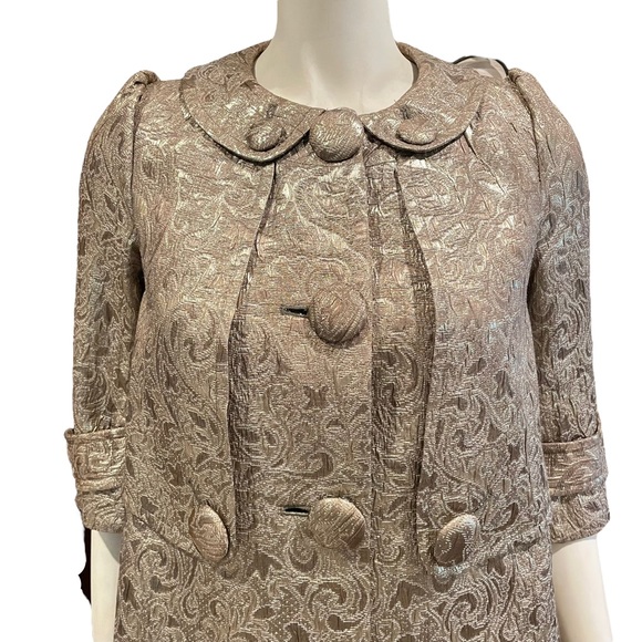 NEW Gold Brocade Retro Overcoat - Picture 2 of 13